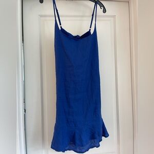 Linen Royal blue size large summer dress.